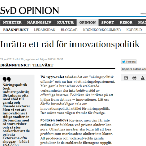 Inrätta ett råd för innovationspolitik