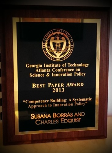 Best Award 2013, Atlanta Conference on Science and Innovation Policy