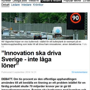 Debate Article: Innovation shall drive Sweden – not low&nbsp;wages